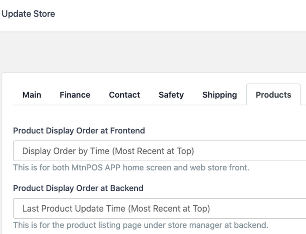 Product Sorting Setting