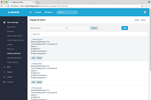 Mtnpos Store Manager Delivery Methods