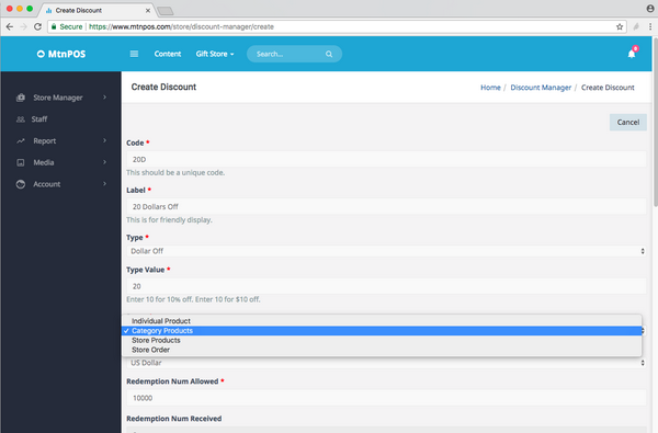 Mtnpos Store Manager Discount Category Level