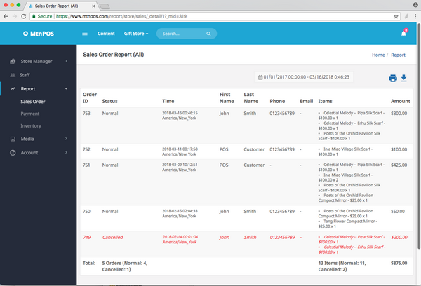 Mtnpos Report Sales Order