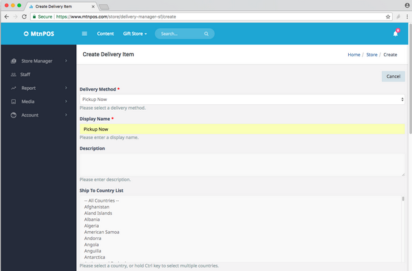 Mtnpos Store Manager Delivery Methods Add
